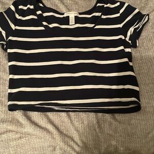 Ambiance Black and White Cropped Fitted T-Shirt